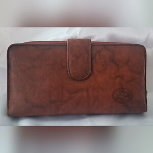 Vintage Buxton Top Grain Cowhide Leather Wallet Organizer Brown